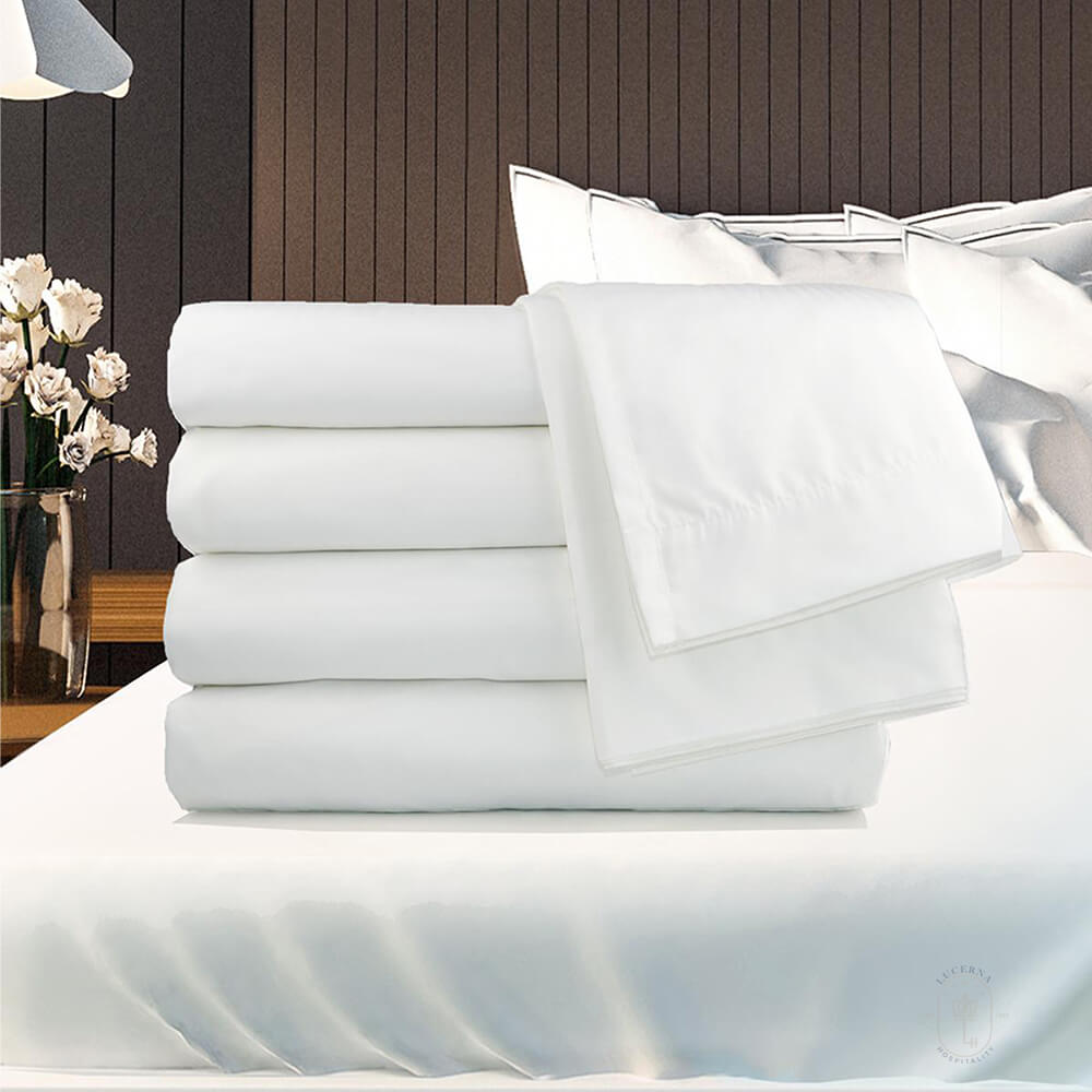 Fitted sheet Queen 60" x 80" x 12" White TC, 12/Case - Lucerna Hospitality, LLC