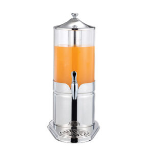 Juice Dispenser, Single, 5 1/4 Qt, Silver Color, Each