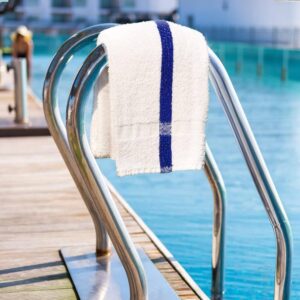 Economical Pool Towel, Blue Stripe, 24" x 48", 1 Doz/Case