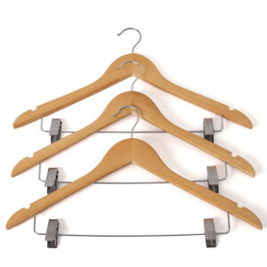 Hanger with Clips, Natural Flat Wooden, 100/Case