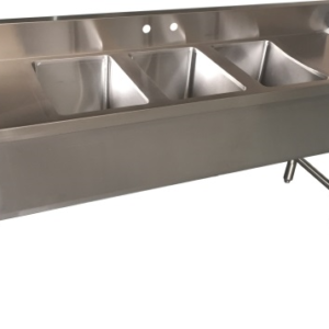 Bar Sink, 3 Compartments with Right and Left Drainboard, Each