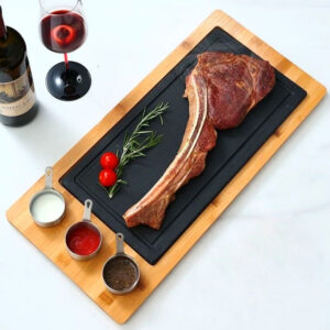 Steak Platter, Stone and Bamboo, Each