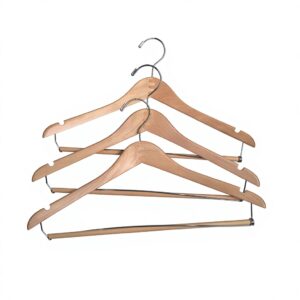 Contoured Shirt Hanger, Maple Wood, 50 Units/Case