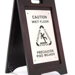 Wet Floor Sign, Mahogany Wood Color, Each